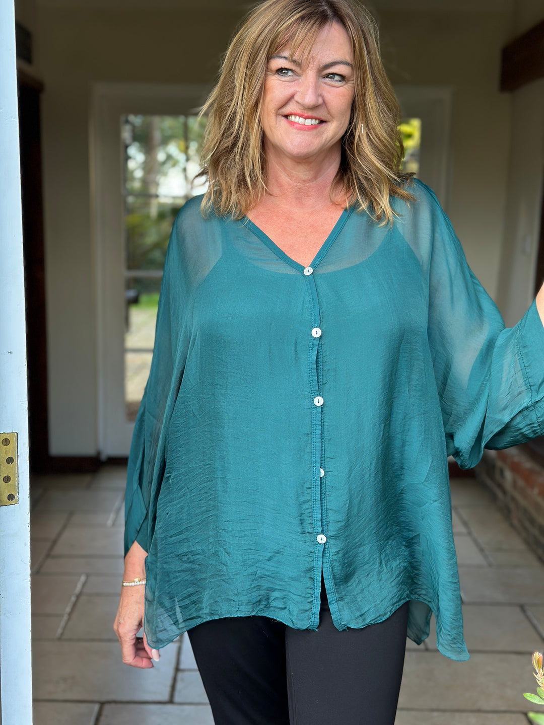 Naomi Silk Blouse | Teal