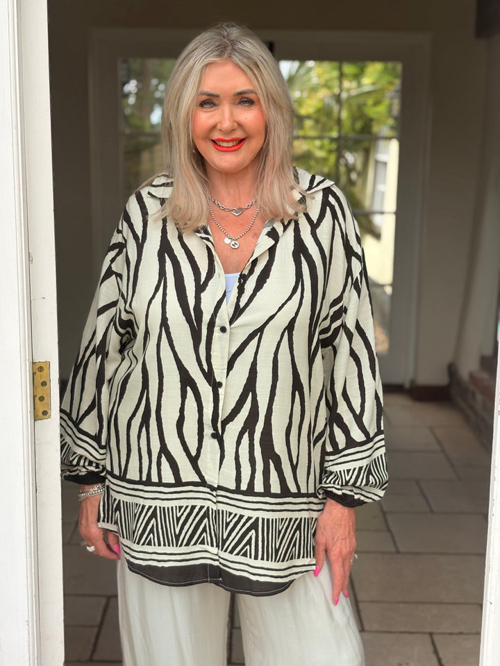 Zebra Print Inspired Shirt | Cream