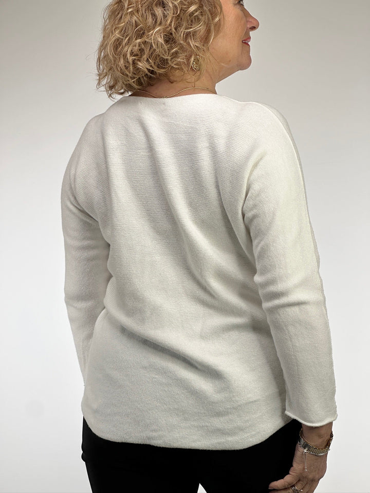 Petite Round-Neck Knitted Jumper | Cream