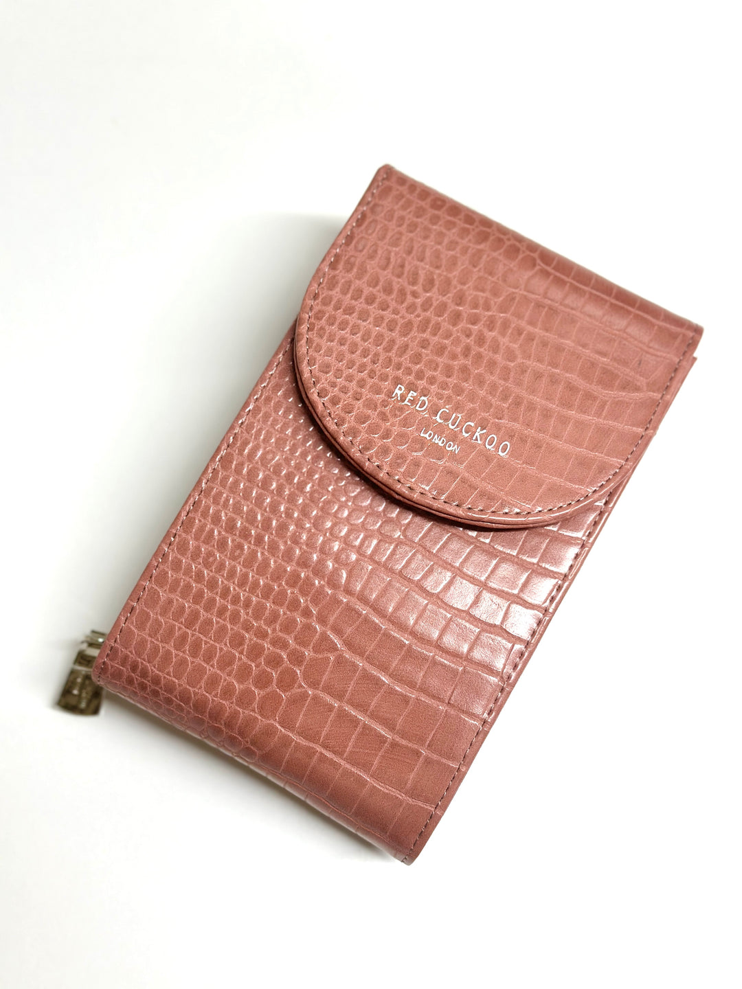 Red Cuckoo London Croc Print Purse Bag | Pink
