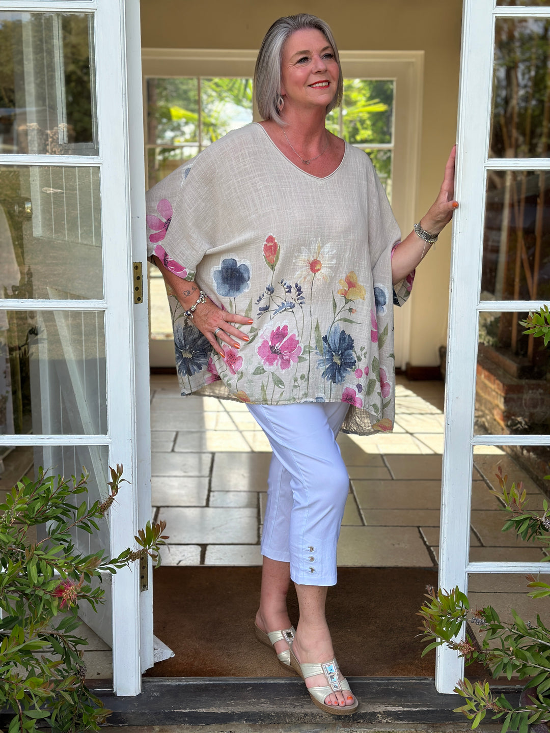 Floral Tapestry Top | Beige