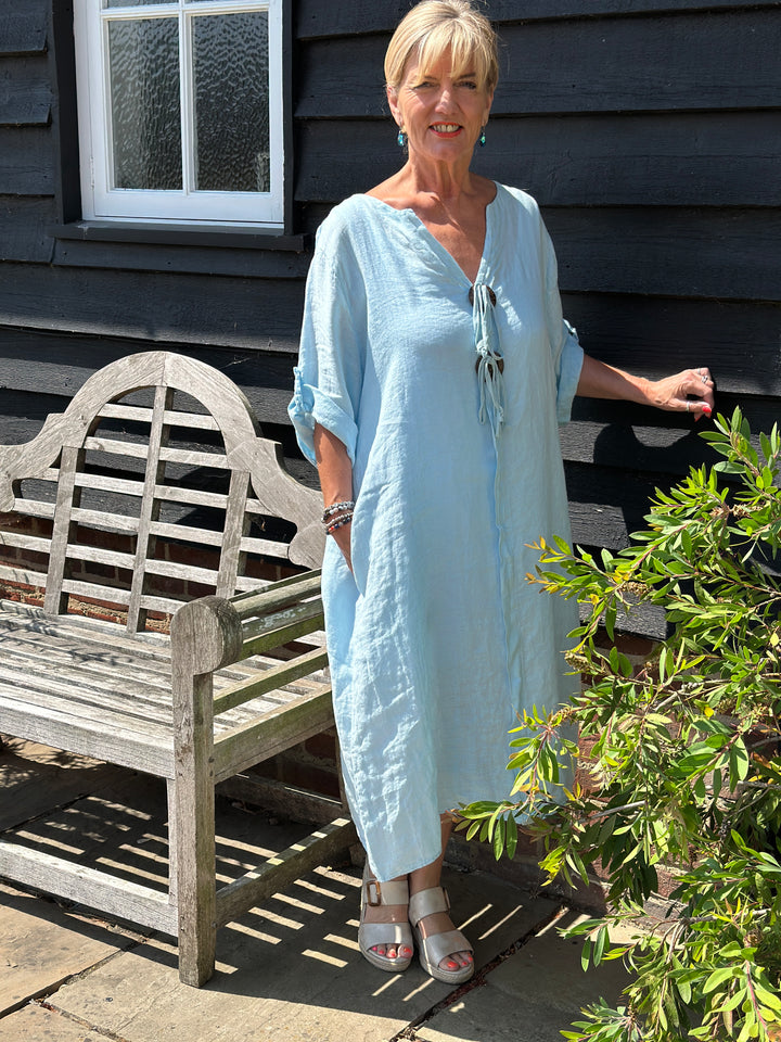 Positano Linen Dress | Soft Blue
