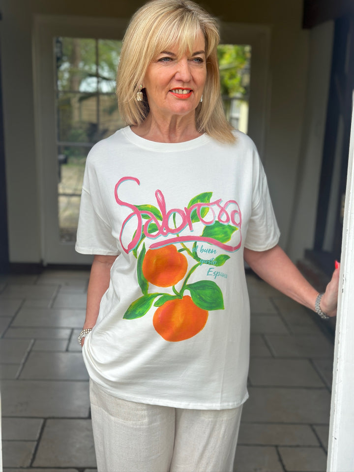 Spanish Orange Motif T-Shirt | White