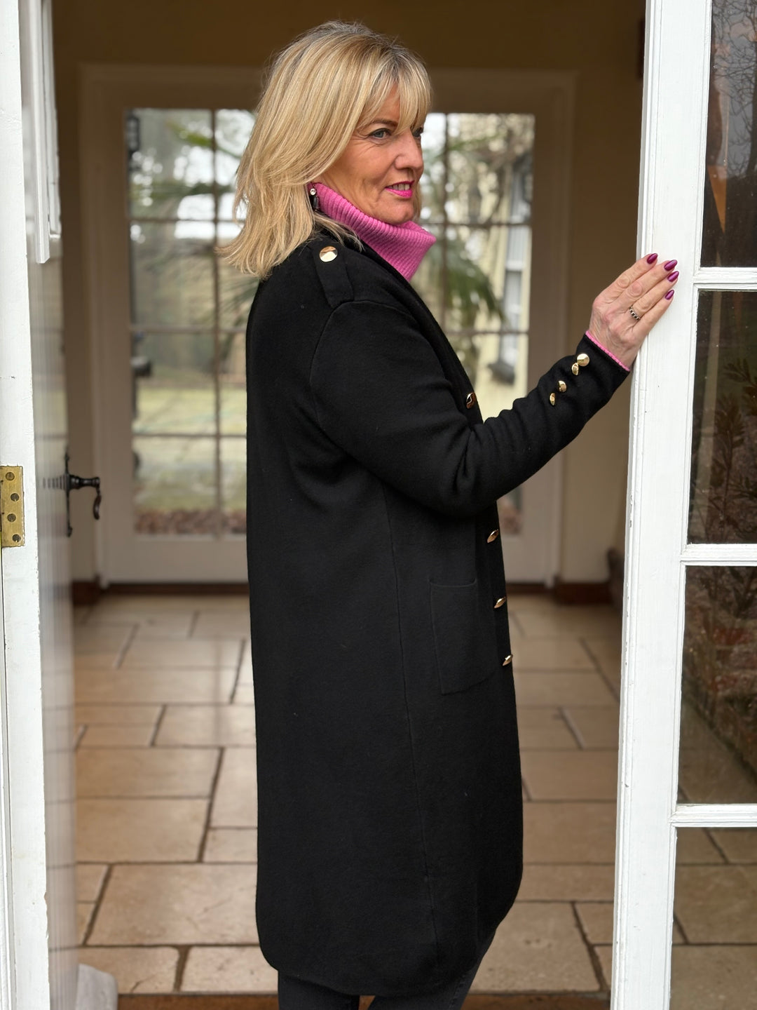 Button Detail Longline Jacket | Black