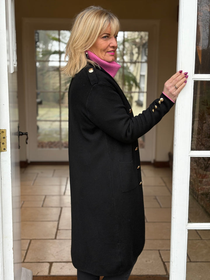 Button Detail Longline Jacket | Black