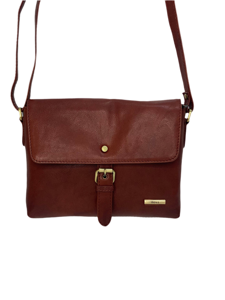 Leather Crossbody Bag - NOVA | Cognac