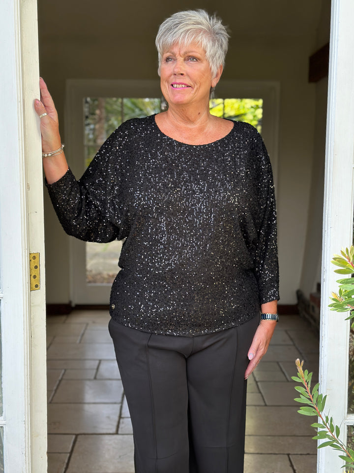 Sequin Batwing Top - Malissa J | Black