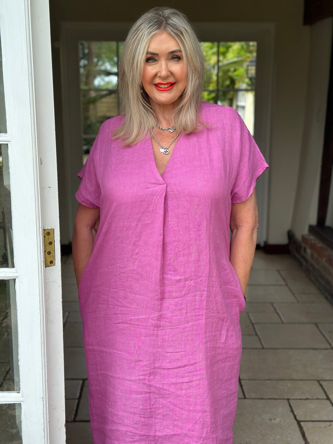 Linen Tunic Dress | Raspberry