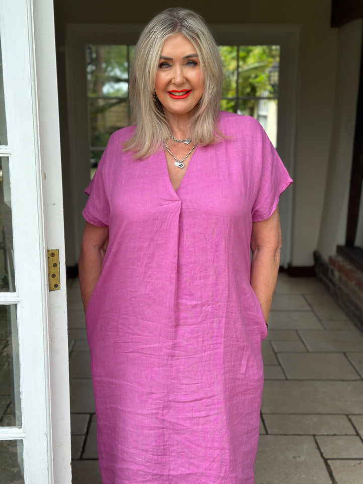 Linen Tunic Dress | Raspberry