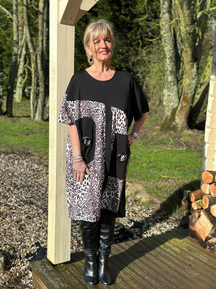 Leopard Mixed Media Jersey Dress | Malissa J - Mandy's Heaven 