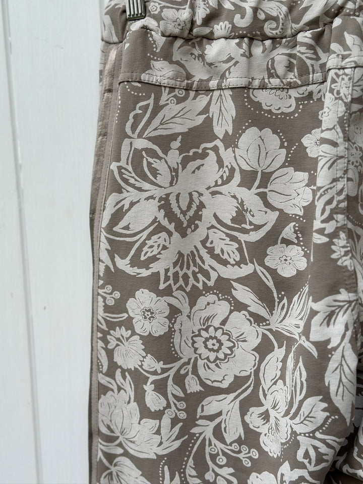 Floral Print Slim Fit Premium Trouser | Taupe