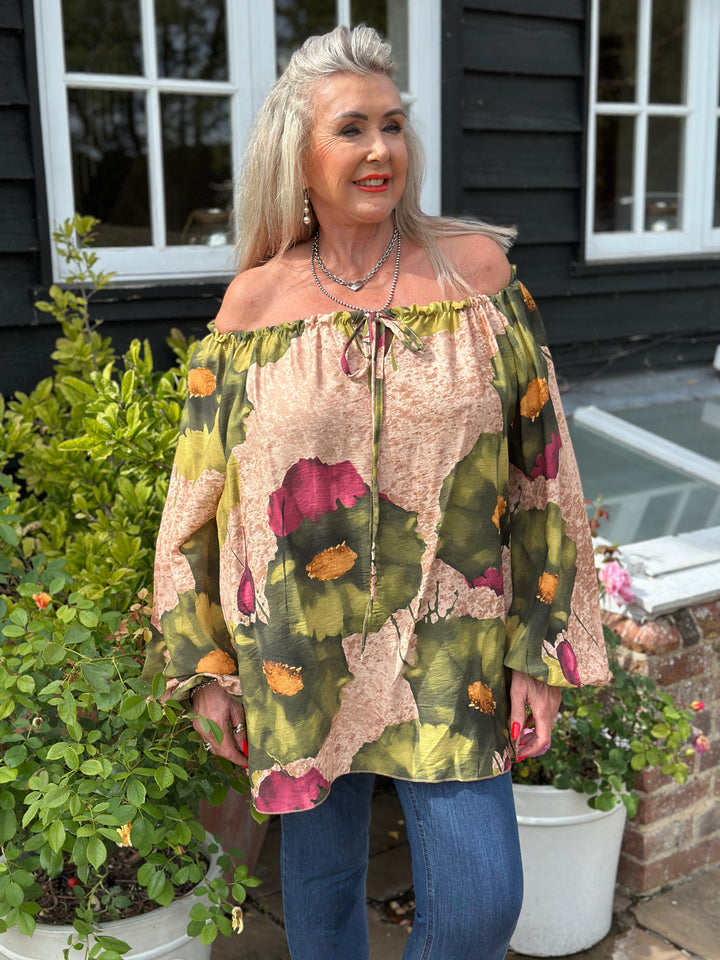 Floral Bardot Top | Green