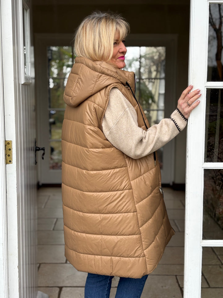 Padded Longline Gilet - Petite | Tan