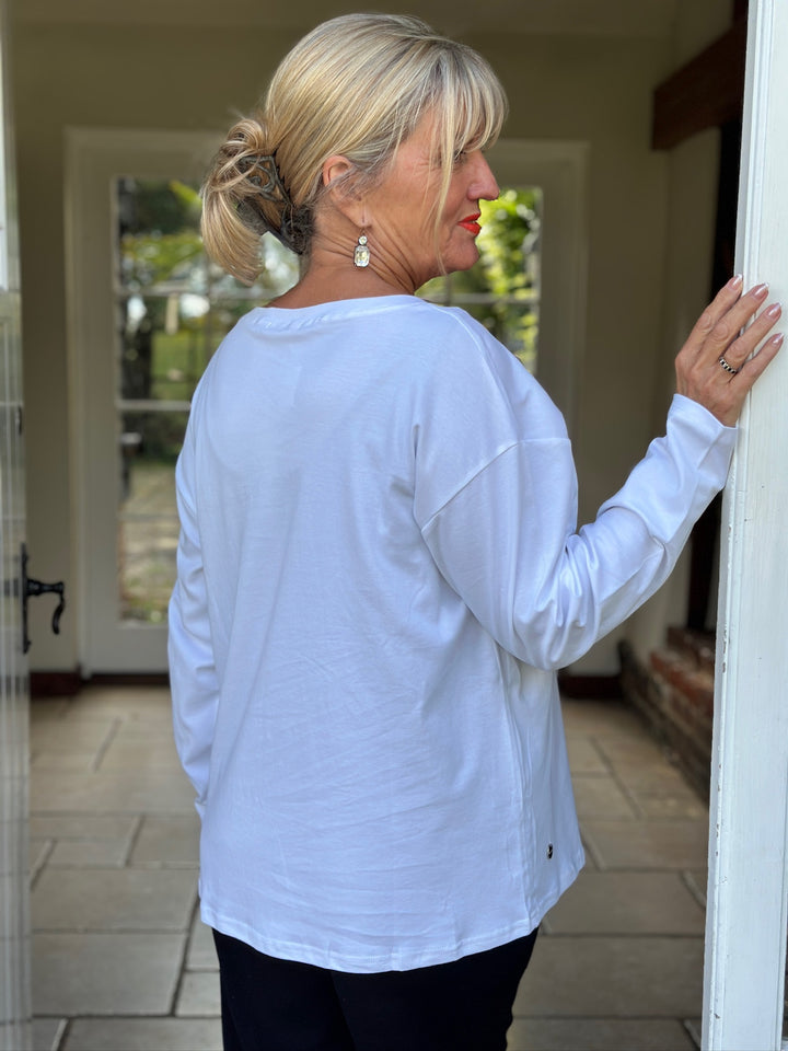 Cotton Shooting Sparkle Star Top - Malissa J | White