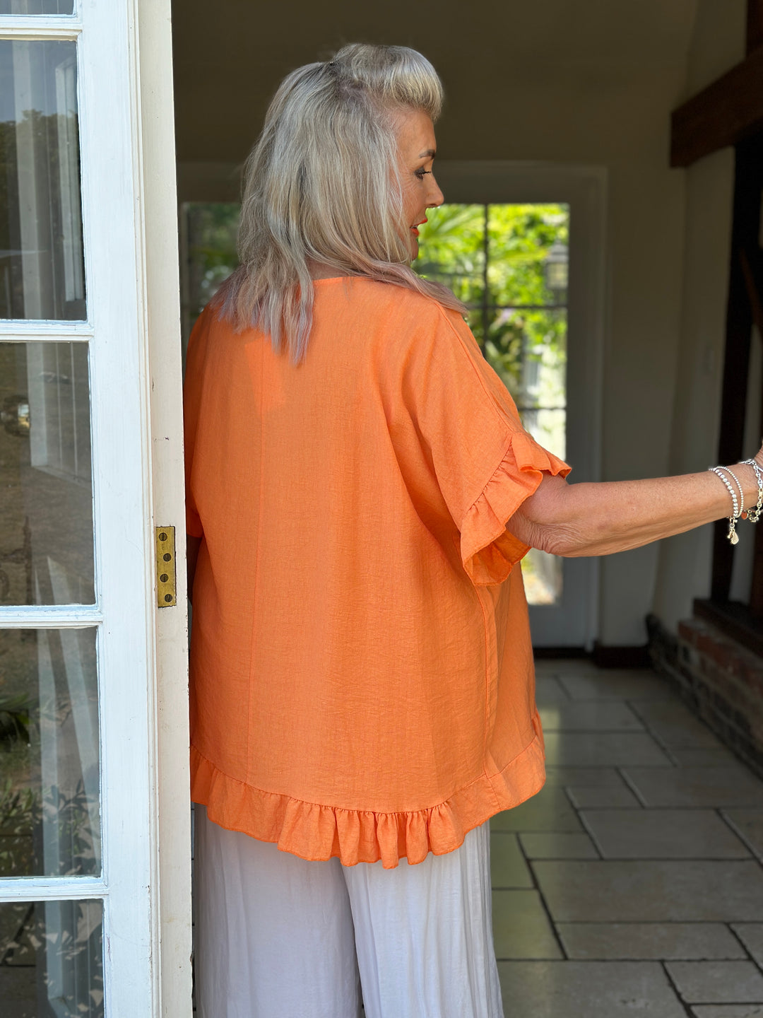 Rosie Ruffle Top | Orange