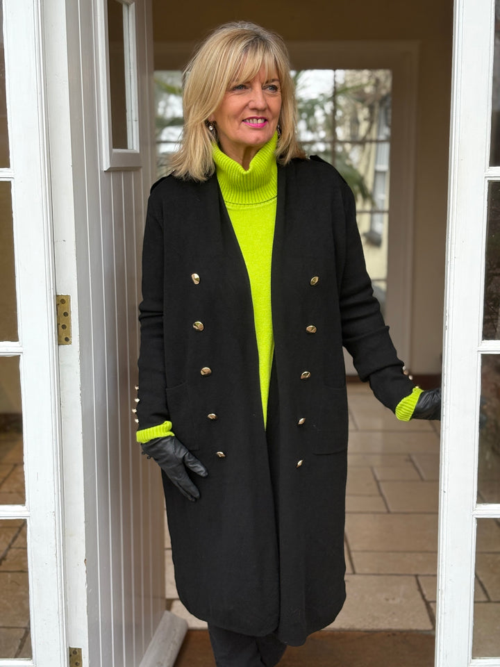 Button Detail Longline Jacket | Black