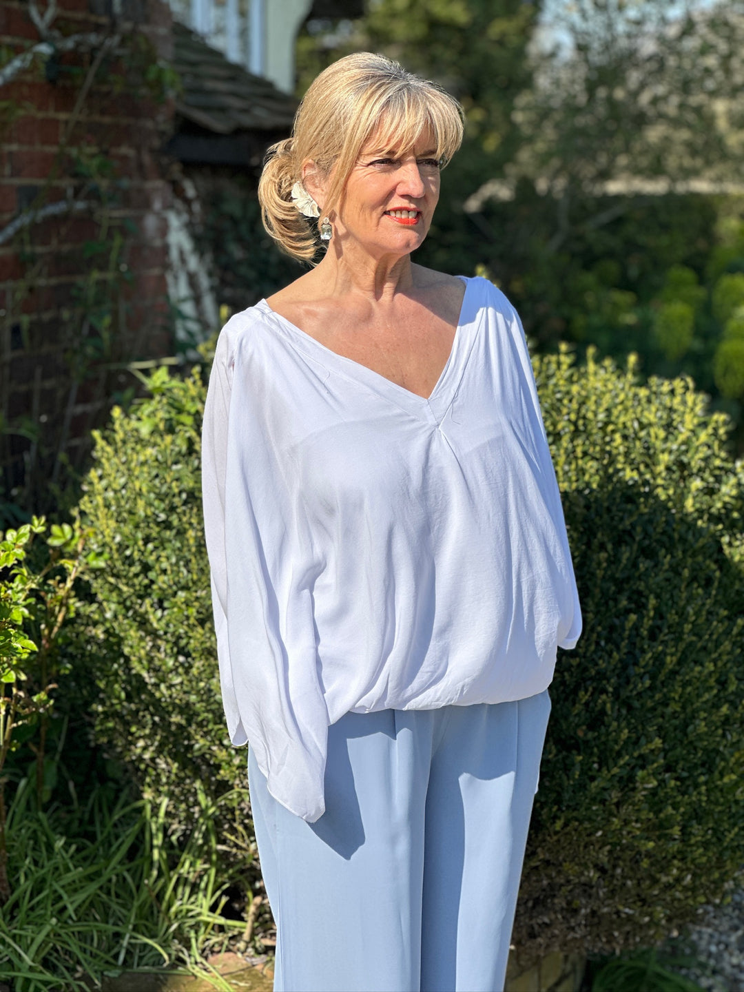 Floaty Cold Shoulder Blouse | White