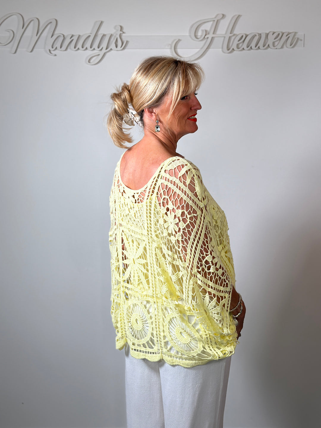 Floral Crochet Batwing Top | Lemon