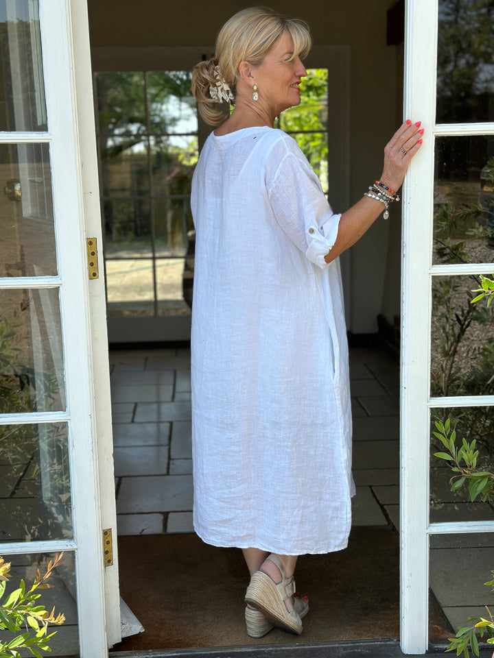 Positano Linen Dress | White