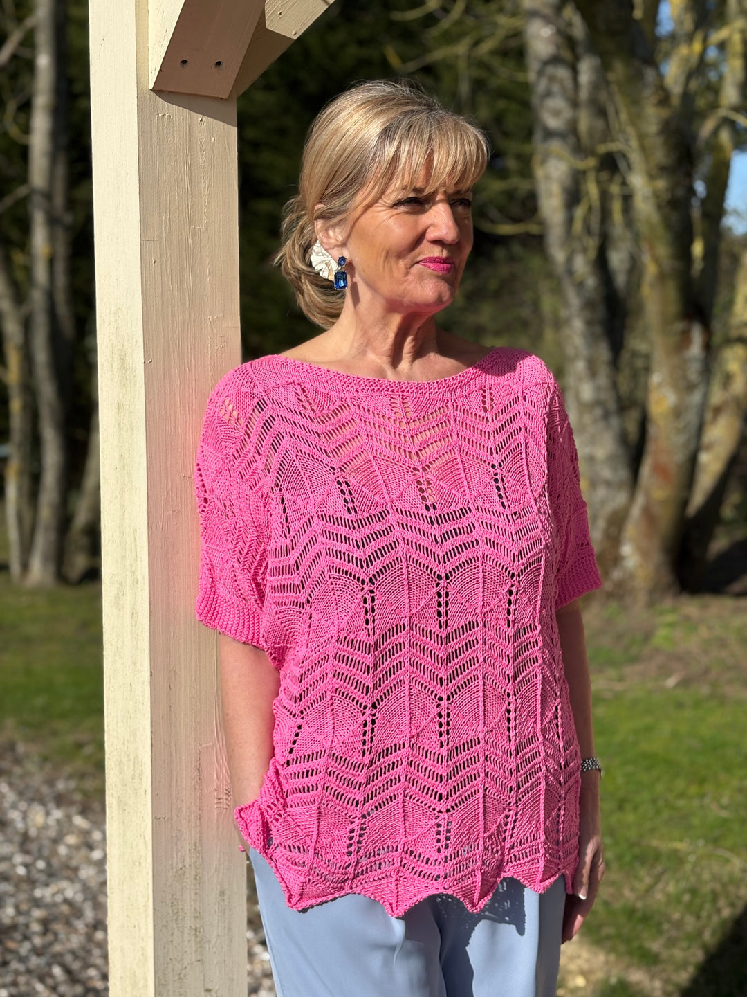Crochet T-Shirt | Fuchsia