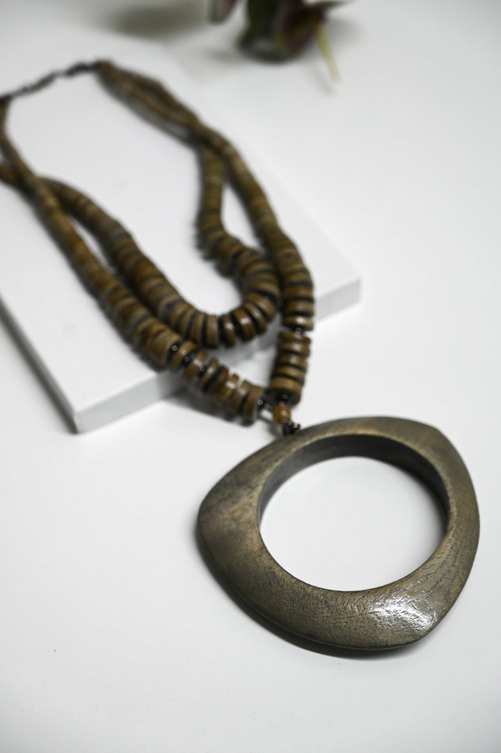 Short Wooden Ring Necklace