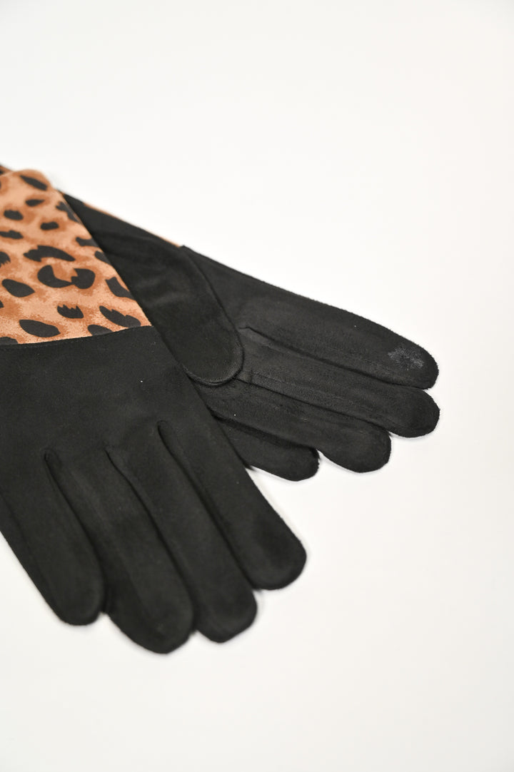 Black Button Leopard Gloves
