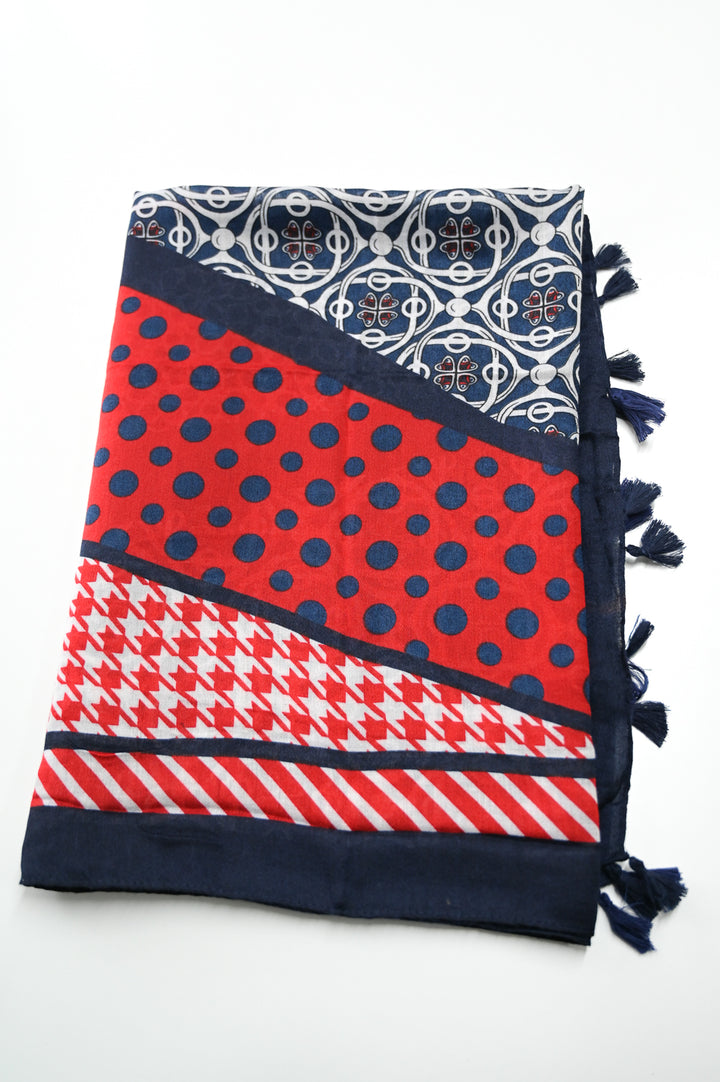 navy/red print Scarf