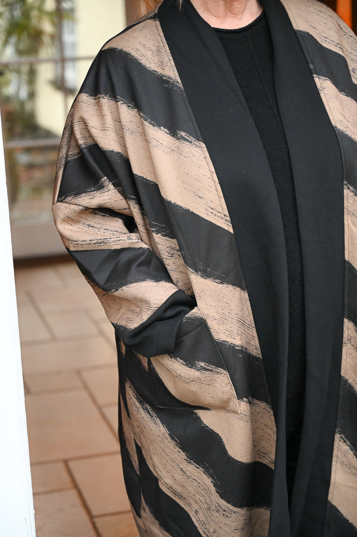 Gold & Black Luxury Stripe Longline Jacket