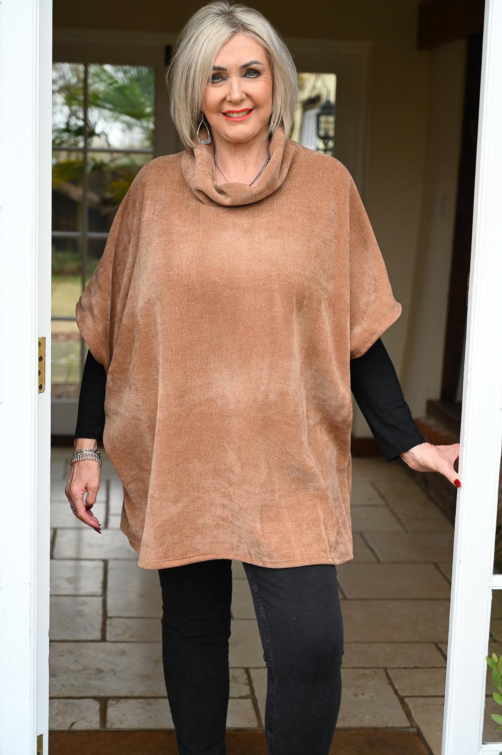 Soft Cord Cowl Neck Overlay