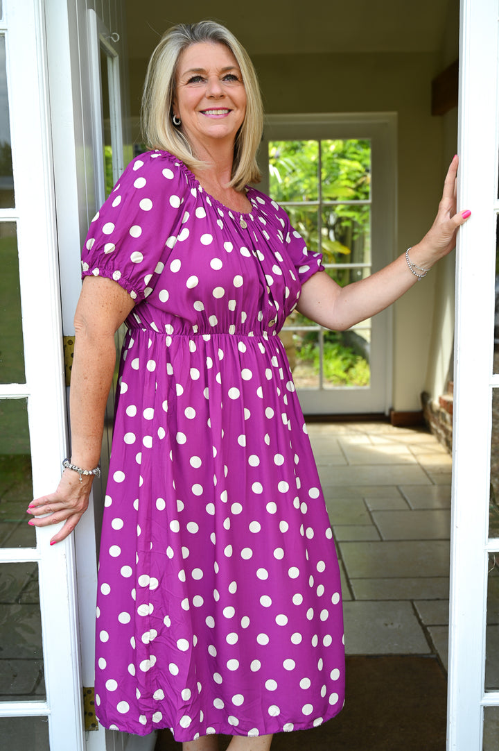 Polka Dot Pattern Button Dress
