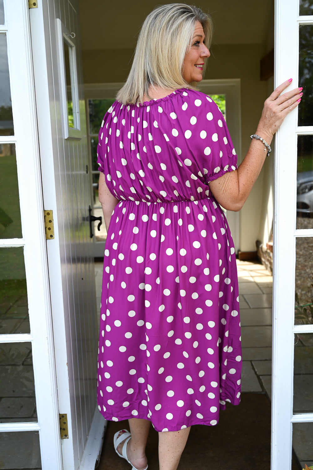 Polka Dot Pattern Button Dress
