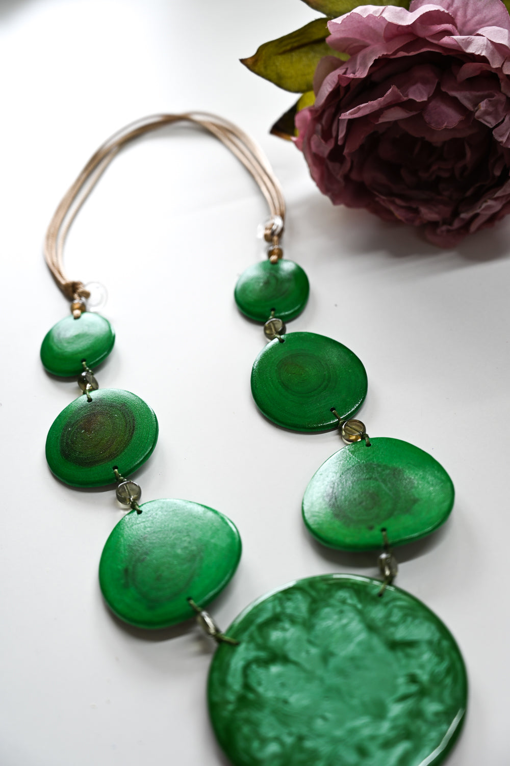 Disc Design Necklace - Green