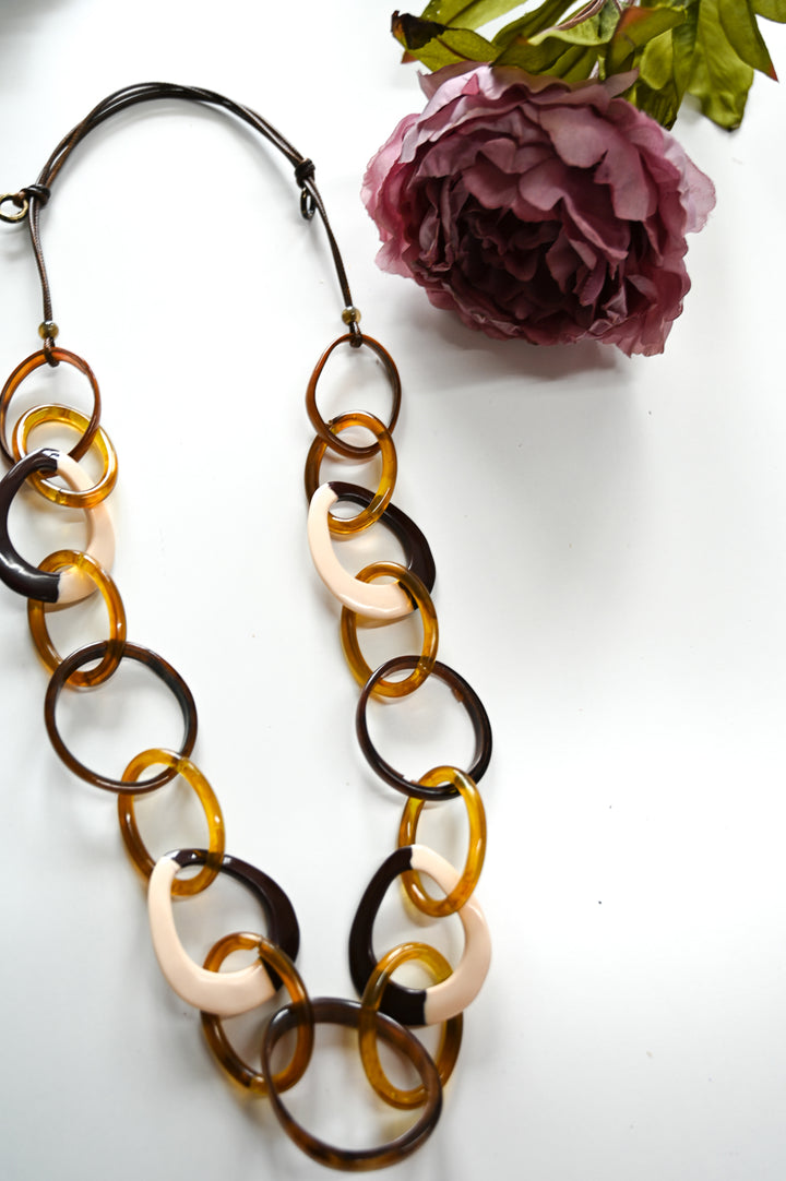 Long Brown & Cream Ringlet Necklace