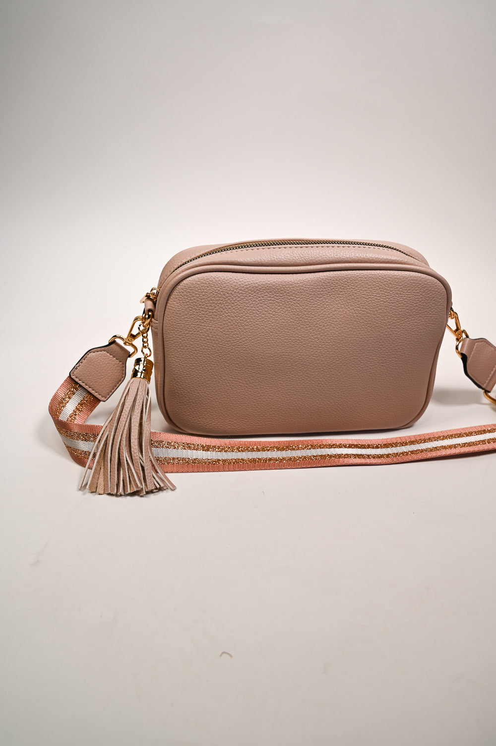 Faux Leather Crossbody Stud Bag | Pink