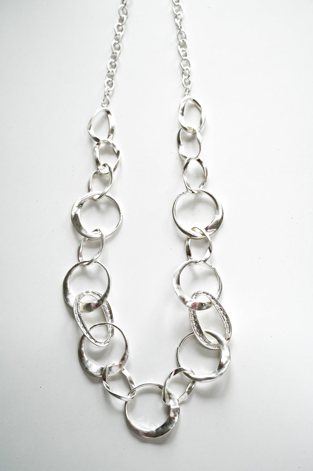 Long Silver Multi Circle Necklace