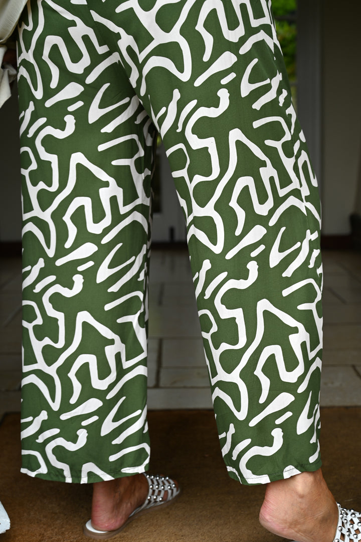 Elasticated Abstract Pattern Trousers