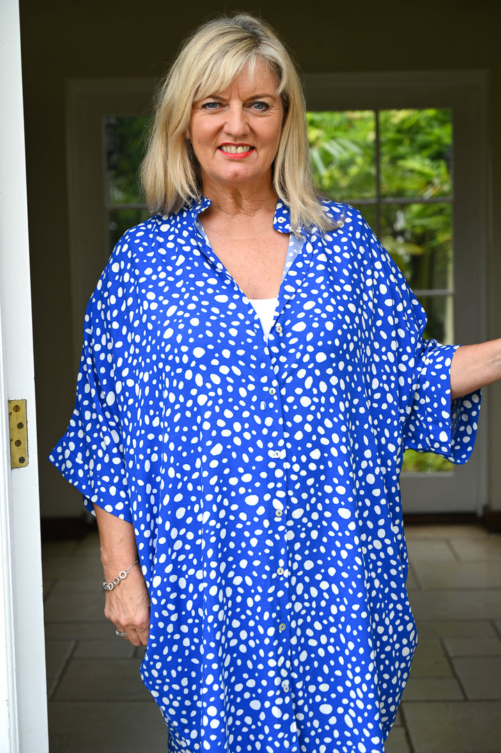 Polka Dot Longline Shirt Dress