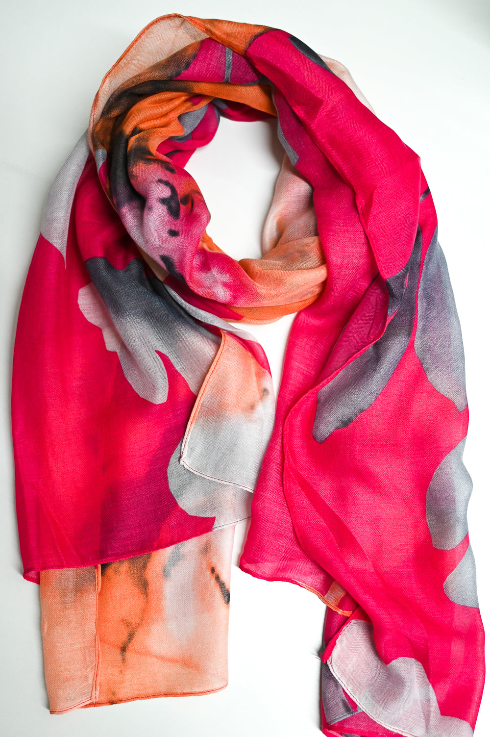 Watercolour Floral Scarf - Fuchsia - Mandy's Heaven 