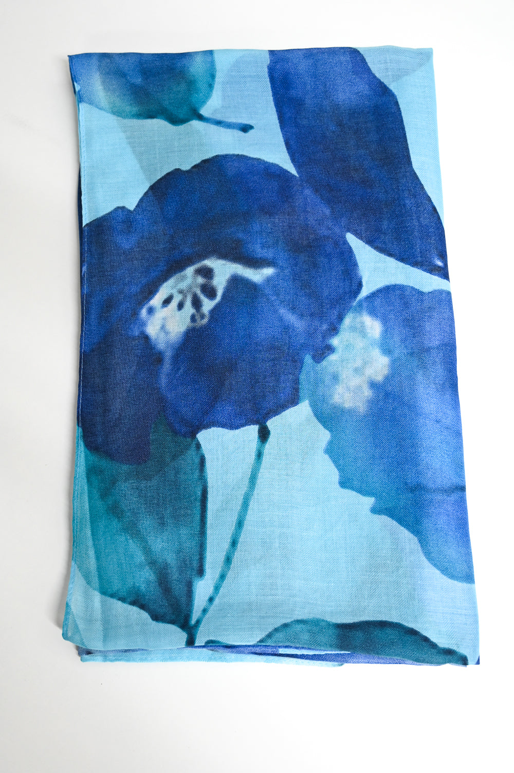 Watercolour Floral Scarf - Blue