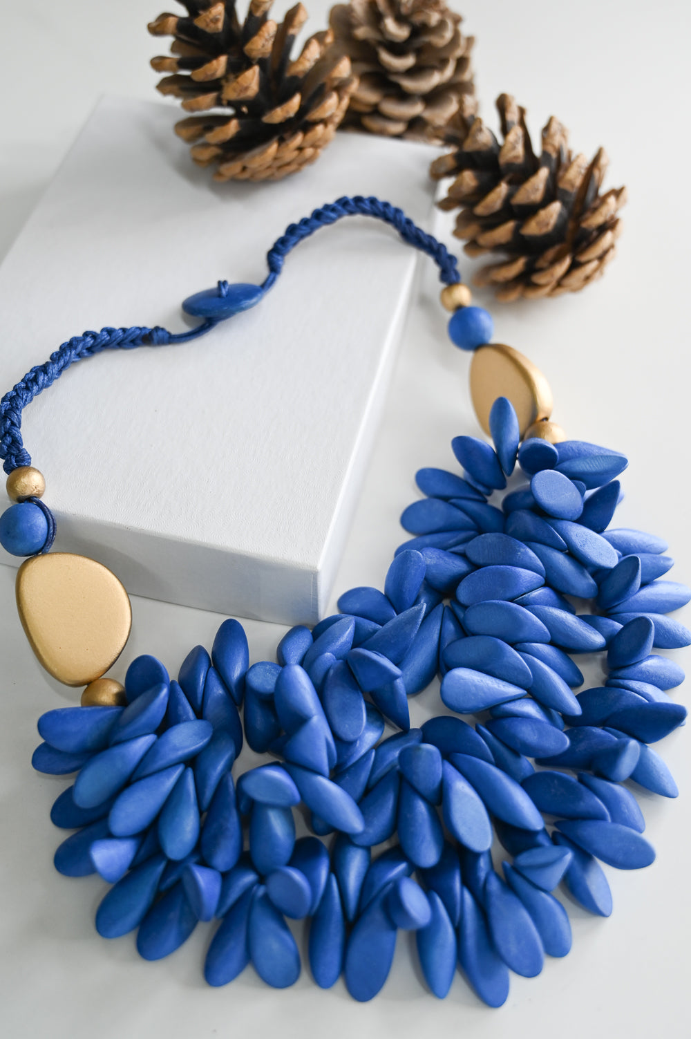 Mini Beaded Layered Necklace - Royal Blue