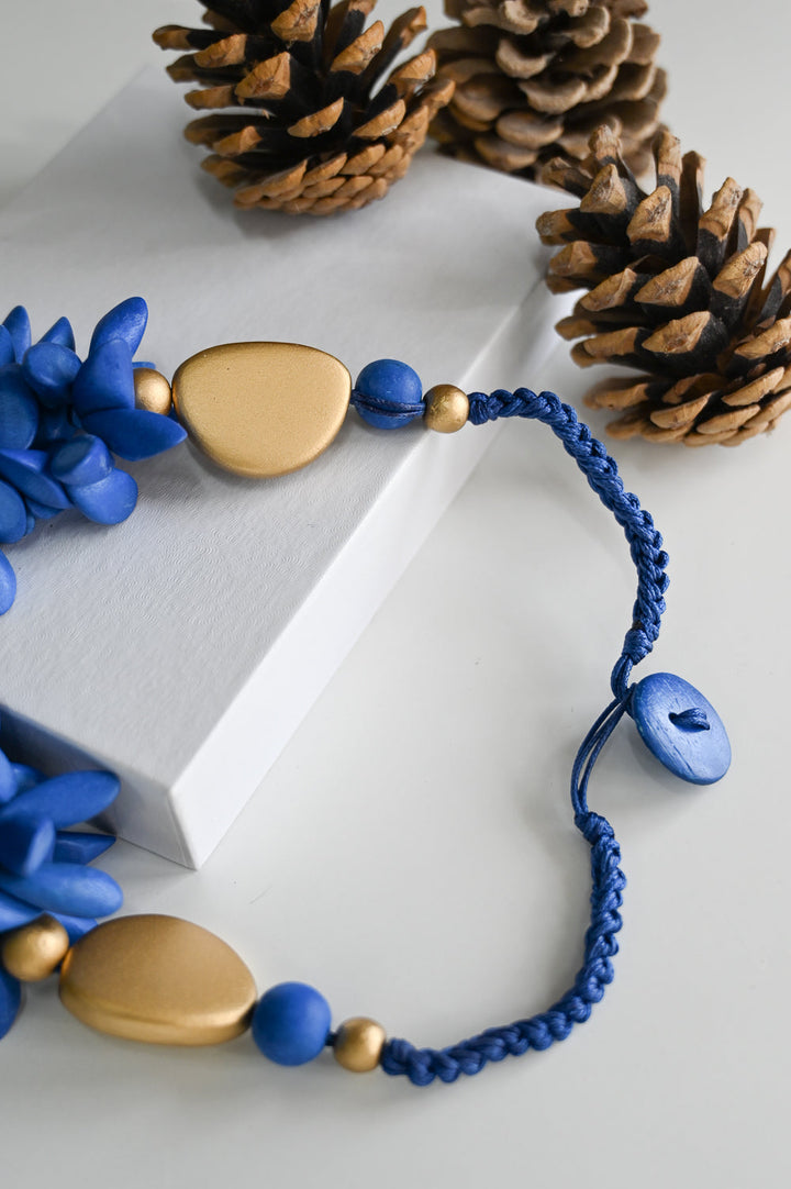 Mini Beaded Layered Necklace - Royal Blue