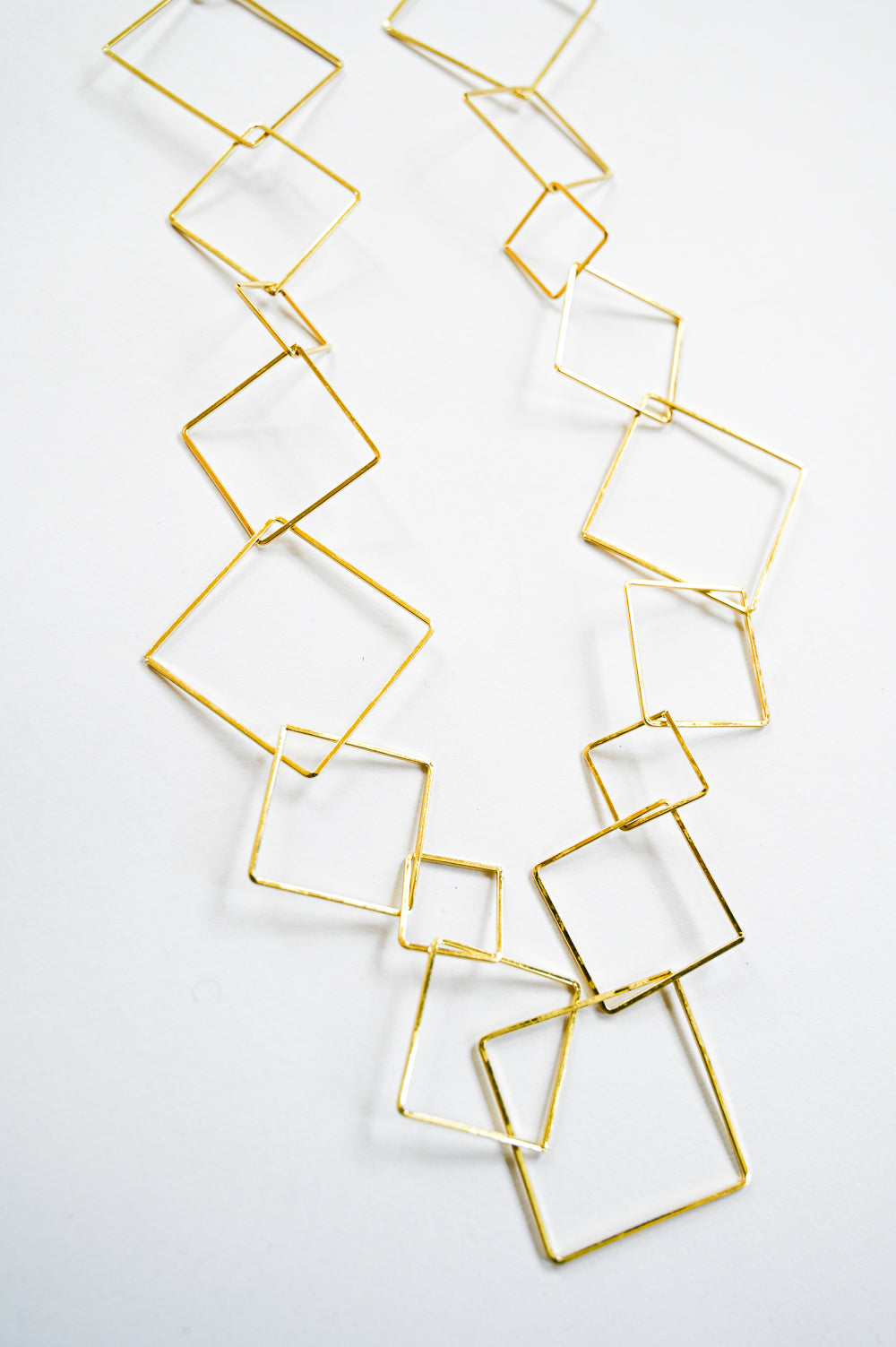 Long Gold Square Necklace