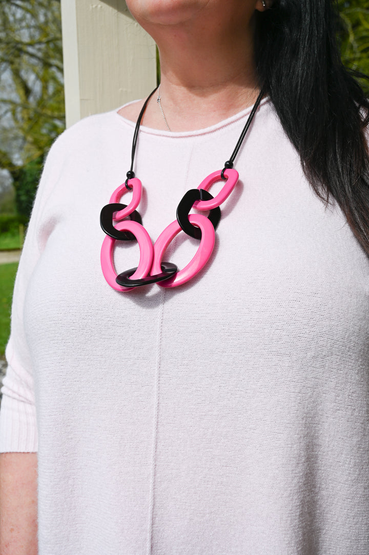 Adjustable Two-Tone Ringlet Necklace - Pink