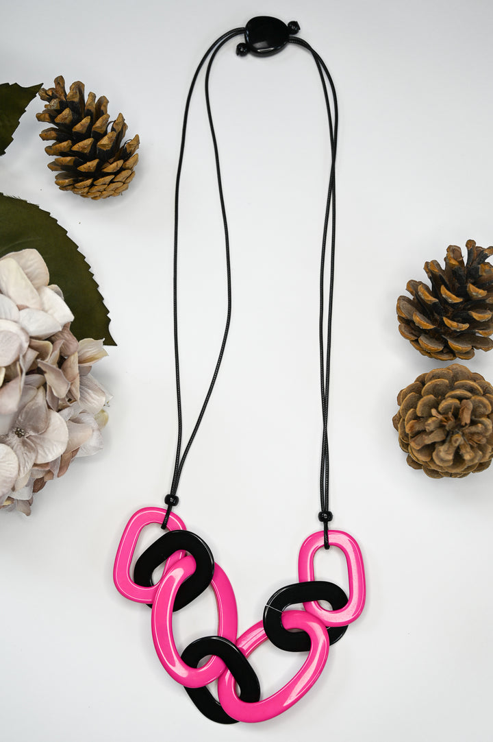 Adjustable Two-Tone Ringlet Necklace - Pink