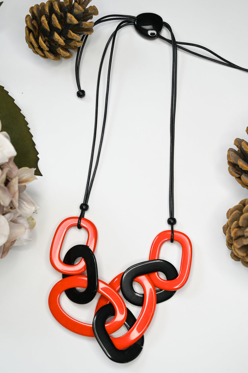 Adjustable Two-Tone Ringlet Necklace - Orange