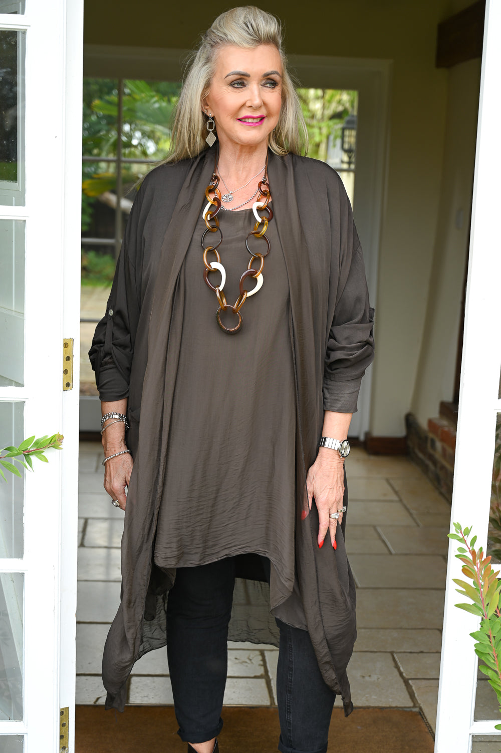 Silk Trim Lightweight Cardigan