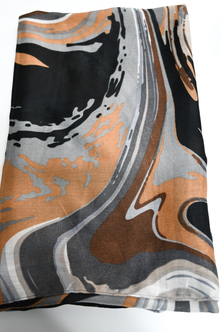 Swirl Print Scarf - Camel