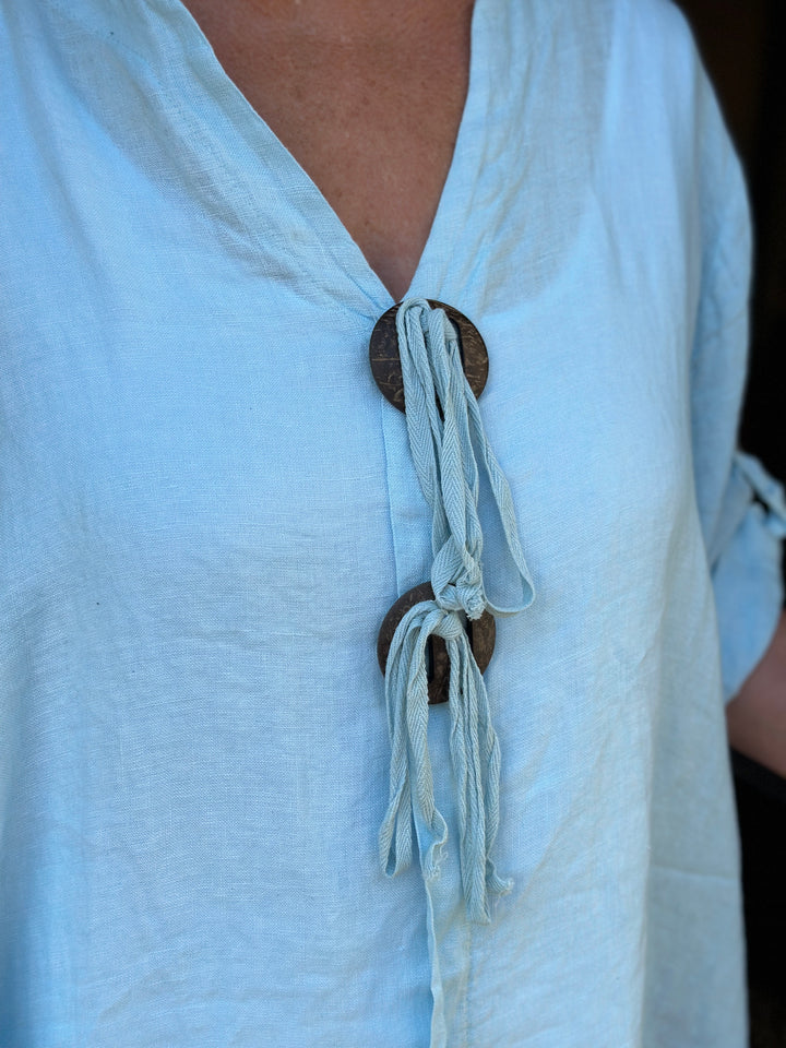 Positano Linen Dress | Soft Blue