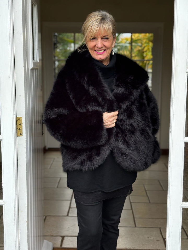 Faux Fur Hooded Jacket | Black