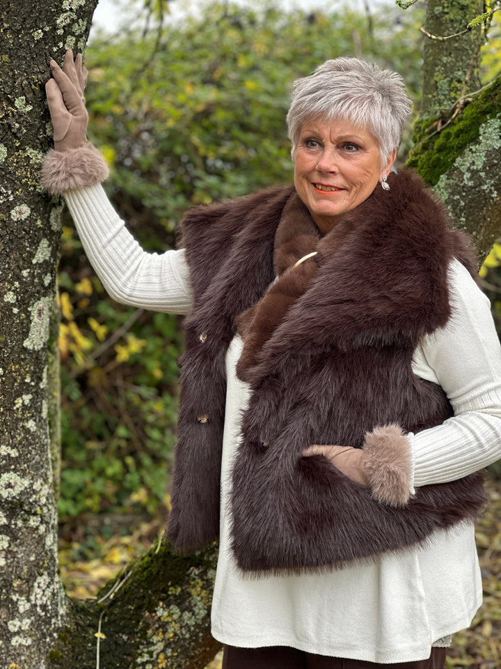 Fluffy Faux Fur Gilet | Brown